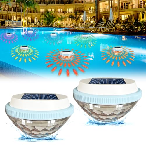 NAVESO 2 Pièce Lampe Flottante Piscine Solaire, Lumiere Piscine Solaire, LED Colorées Éclairage...