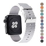 Pantheon Woven Nylon Replacement Band for the Apple Watch by, Women’s or Men’s, Strap fits the 38mm or 42mm for Apple iWatch 1, 2, 3 and Nike edition (38mm, Woven, White and Gray)