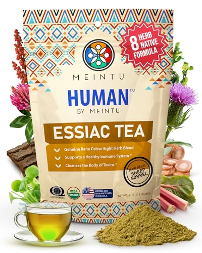 MEINTU Organic Essiac Tea 8 Herb Powder Formula Sheep Sorrel with 20% Root - 4 oz Stand-Up Airtight