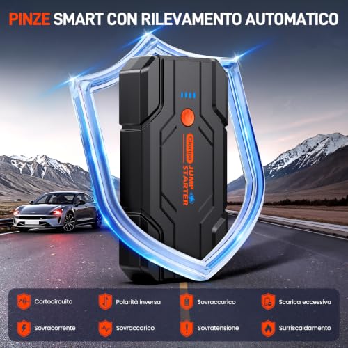Miniatura 3 de Arrancador de Baterias de Coche 𝟏𝟒.𝟖𝐕- 𝟏𝟎𝟎𝟎𝟎𝐀 Jump Starter para Motor 9.0L Gas o 8.5L Diesel, Power Bank Portátil con Carga Rápida QC3.0, Linterna LED y Pinzas Inteligentes
