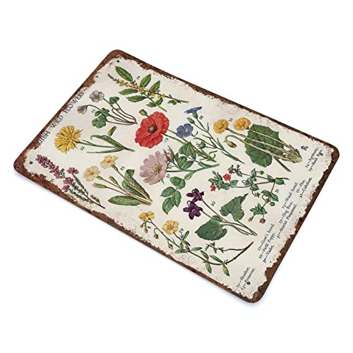 Yoriga Funny Wild Flowers Chart Botanical Vintage Tin Signs Christmas Halloween Metal Sign Plaque Tin Sign Wall Art Poster Decoration For Garage Outdoor Man Cave Pub Bar 8X12 Inches #TOP2