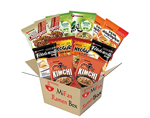 MiFan Ramyun Box - Surtido de Ramen Coreano (12 Sobres, 6 Sabores Variados)