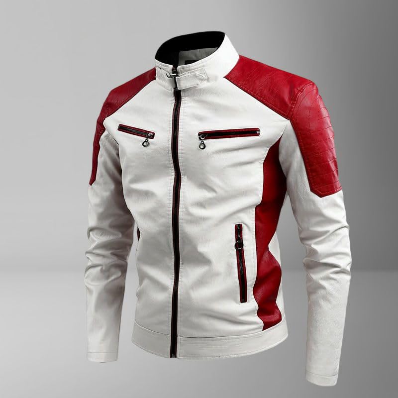 Chaqueta biker hombre en cuero sintético ligero miniatura 6