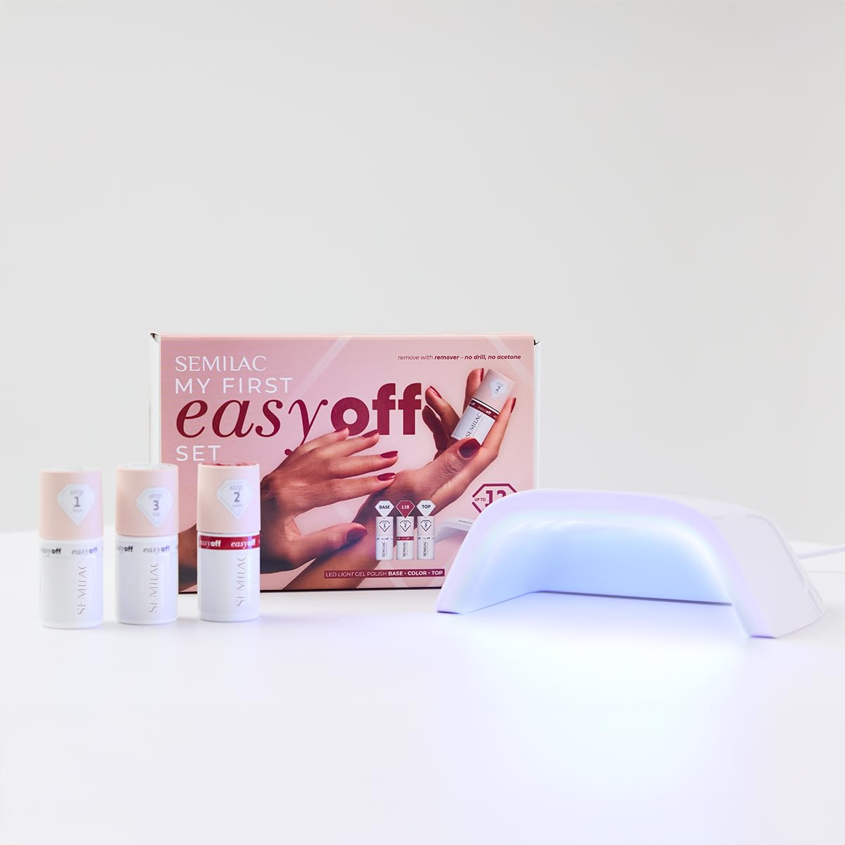 Semilac My First Easy Off Set - UV LED Lampe, Easy Off Base, Top & Rot – Maniküre Starter Kit