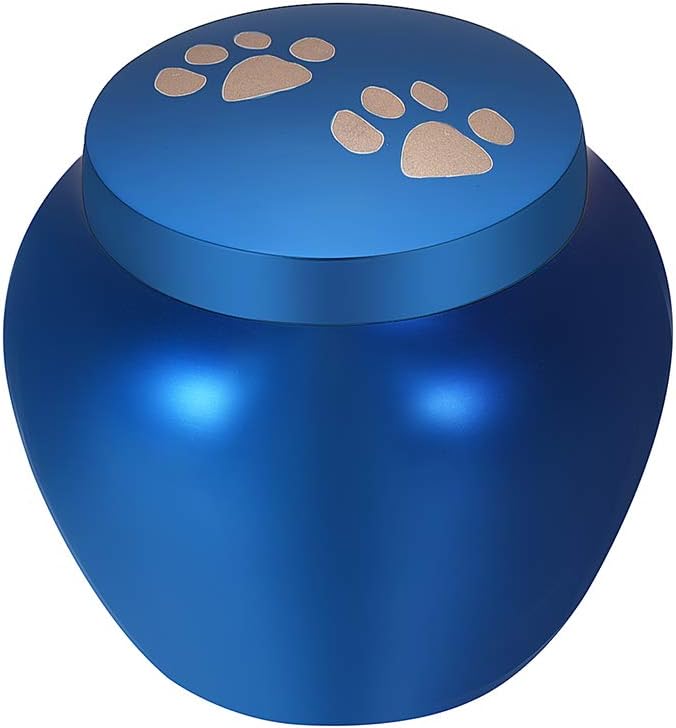 SHEIL Dog/Cat Paw Print Stainless Steel Cremation Urns for Ashes for Pet Keepsake Memorial Jewelry Funeral Casket -50mm Tall