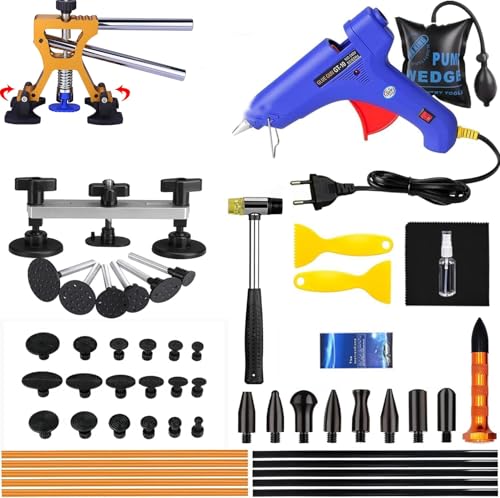 NEWFUN Dellen Reparaturset Auto, Ausbeulwerkzeug, Beulenzieher Auto, Beulen Reparaturset Auto, Werkzeug Werkzeugsatz für Autobeulen/Türbeulen/Hagelschäden, DIY Golden Lifter für Fahrzeug Dellen