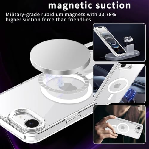 Image of JGD PRODUCTS Magnetic Case for iPhone 16E Compatible with MagSafe, Shockproof Phone Bumper Cover, Anti-Scratch Clear Back (Clear)
