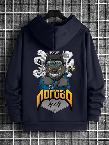 Image of Dagcros Hoodies Fleece Lined Casual Sweatshirts Athletic Printed Workout Pullover with Kangaroo Pocket for Men's