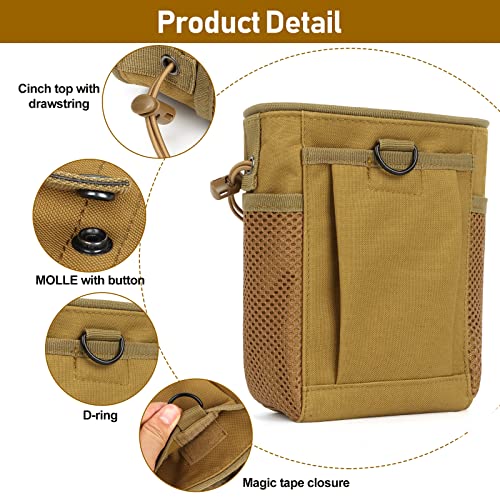 Military Tactical Molle Dump Pouch - Adjustable Belt Utility Bag For Hunting Gear And Outdoor Sports | Drawstring Closure Magazine Pouch For Ammo With 2 * Hanging Carabiners & 2 * Carabiner Keychain #TOP5