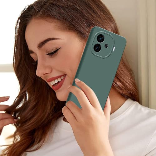 Image of amazon basics Back Cover for iQOO Neo 10R 5G | Ultra Slim Soft Rubberised Case | Matte Silicone Flexible Mobile Case | Camera Protection - Green