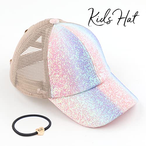 C.C Ponycap Messy High Bun Ponytail Adjustable Glitter Mesh Trucker Baseball Cap2
