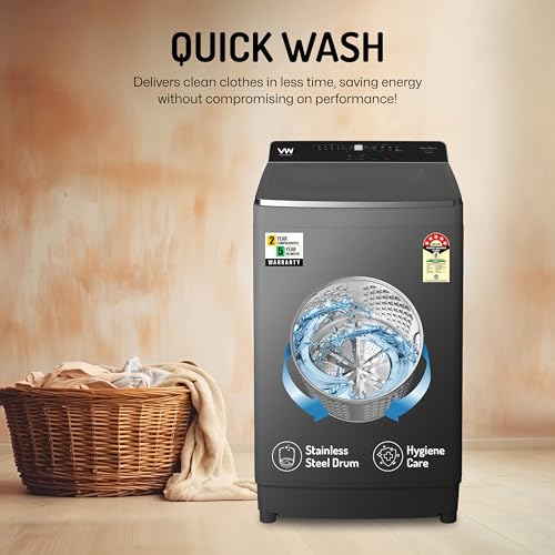 Image of VW V9 UltraSpin 9 Kg 5 Star Fully-Automatic Top Loading Washing Machine (Grey)