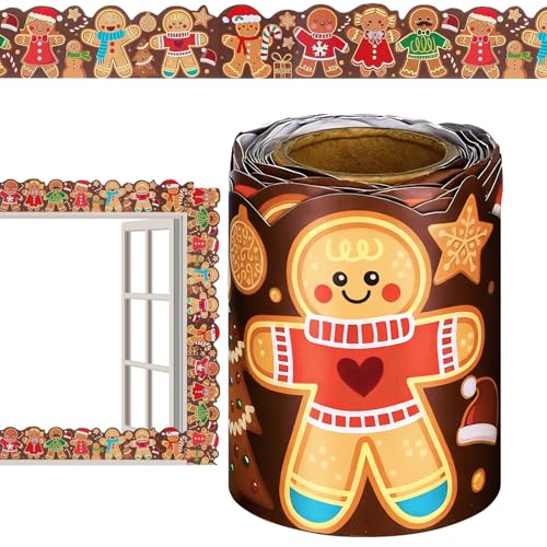 Decoración de aula, bordes festivos – 10 m x 7 cm, borde festivo | rollo de papel de Navidad – Decorativo en el aula y la oficina para marcos de fotos, paredes y escuelas especiales