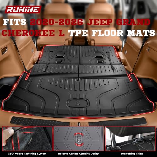 Image of Floor Mats Cargo Liner Fit for 2021-2026 Jeep Grand Cherokee L (Only for 6-Seater w /o 2nd Row Center Armrest), All Weather Car Floor Liners Trunk Cargo Liner Car Accessories