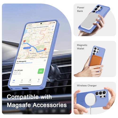 Image of for Samsung Galaxy S26 Ultra Case, Matte Magnetic Phone Cover, Purple | Fit for MagSafe, Screen Protector included, Shockproof Military Grade Protection, Translucent Frosted Back