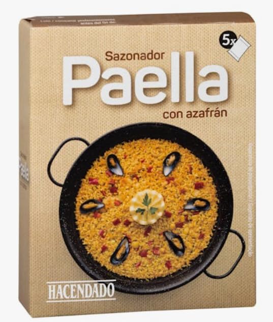Condimento per paella allo zafferano, senza glutine, 4 confezioni da 5 bustine ciascuna