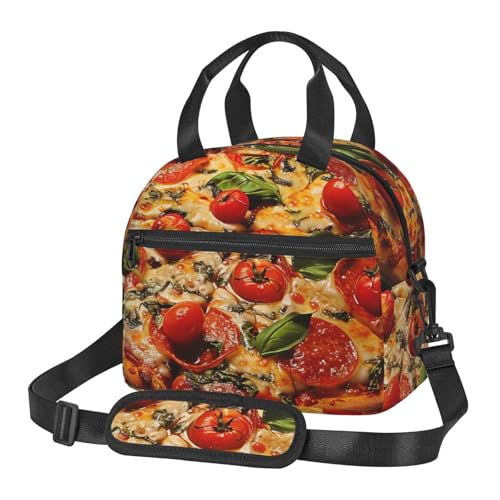 断熱ランチバッグ 大きなピザプリント 男女兼用 再利用可能 保温クーラー ランチトートバッグ 仕事 ピクニック 旅行 ビーチ 釣り
