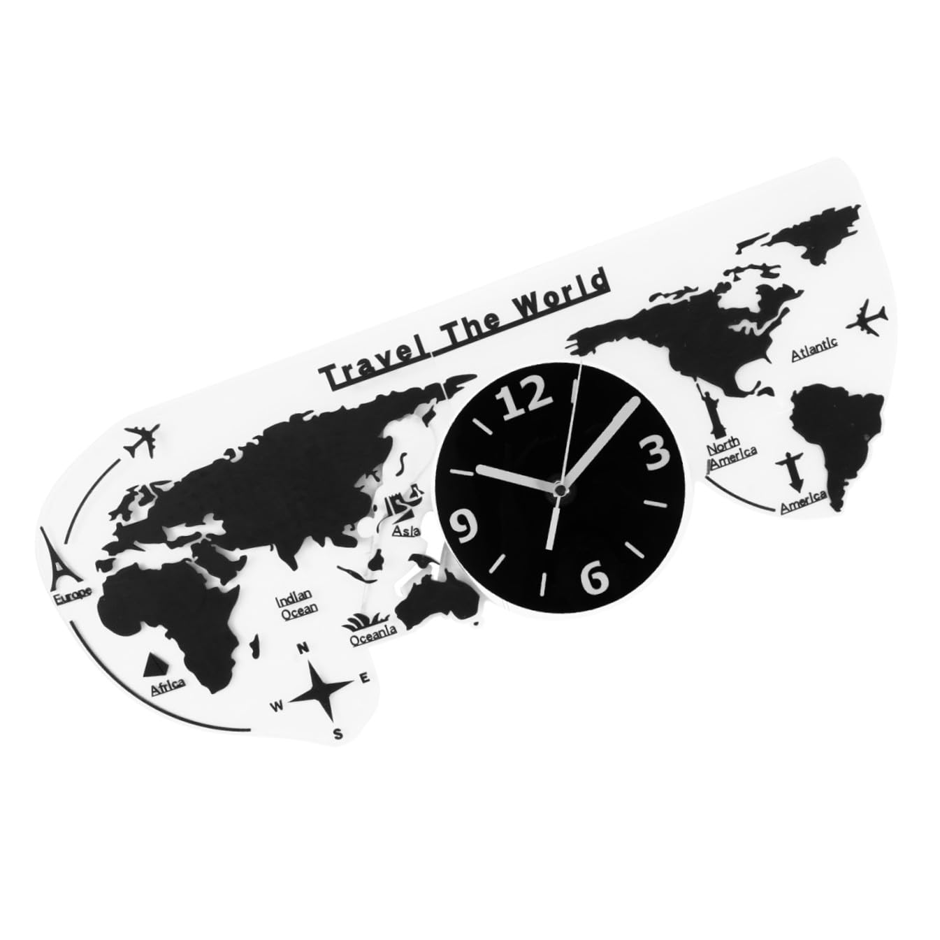 Horloge murale créative acrylique de salon moderne et carte du monde à installer