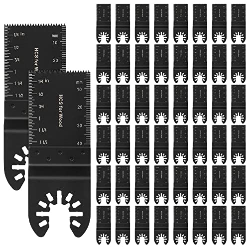Lames de Scie Oscillante, 50pcs Oscillants Accessoires Kit pour Plastique Bois Métal, Universelle pour Fein Multimaster, Dewalt, Ryobi, Black&Decker Cover