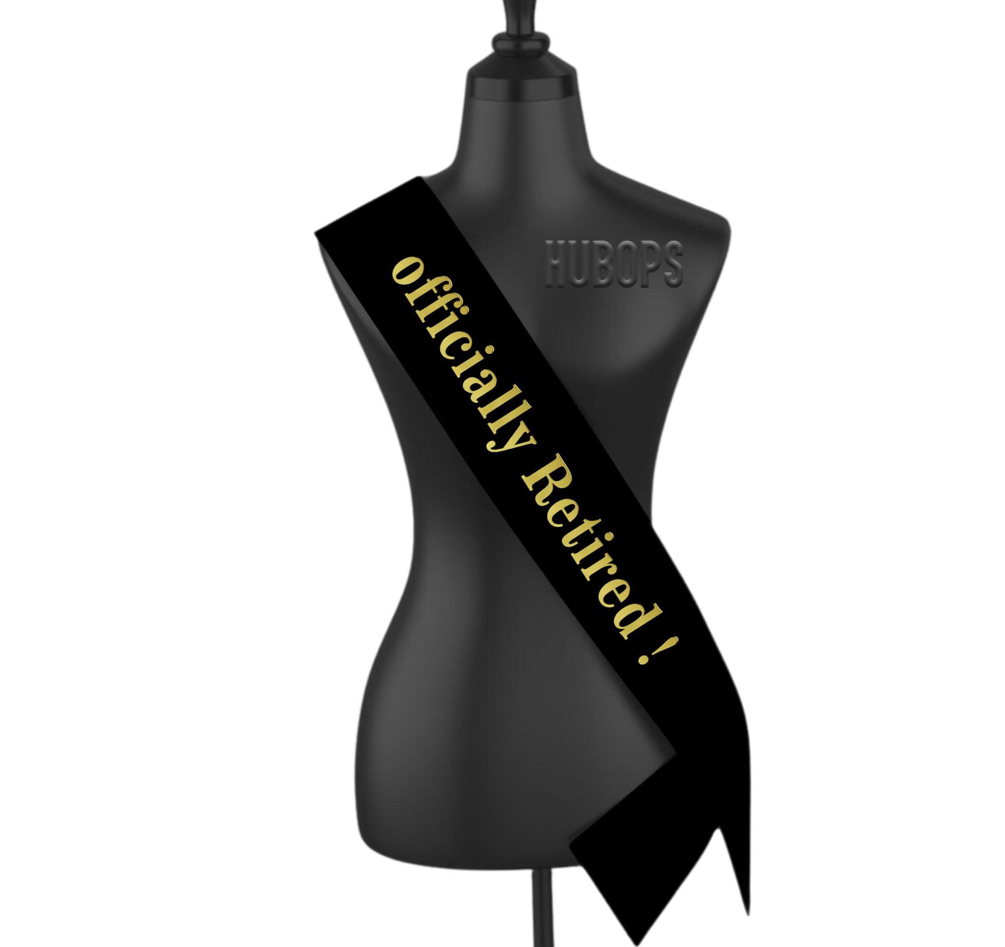 Hubops Officially Retired Sash black sash with golden text Retirement Party Accessory - Men's & Women's-picture-27