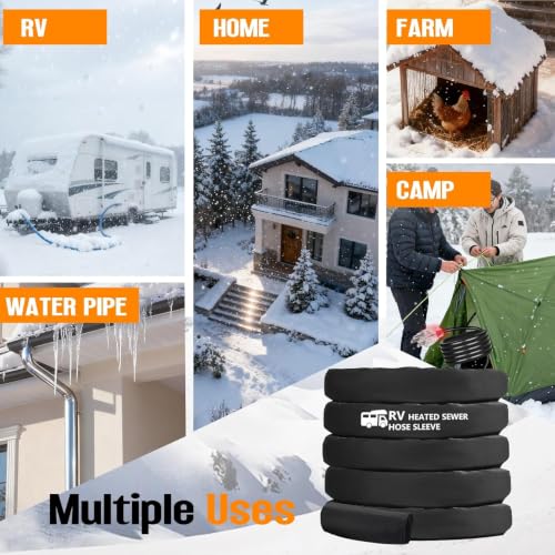 Image of Sewer Hose with Heated Sleeve Avoid Freezing at -45F, Blue Rv Sewer Hose kit ,Sewer Hose for Rv Camper /Rv Accessories (15FT-1)