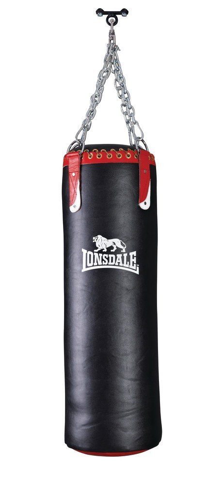 Lonsdale L Core Super Heavy Leather Punch Bag Black Red