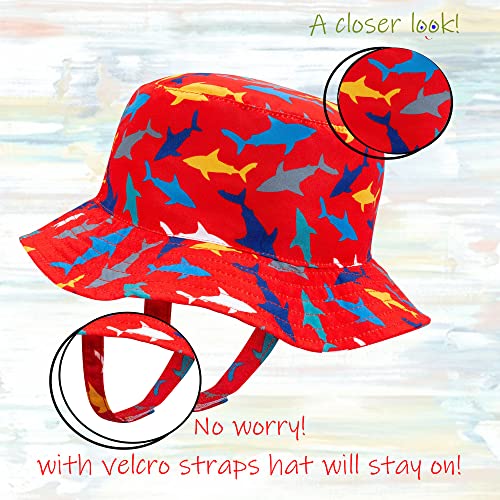 PEAK 2 PEAK Kids Boys and Girls, Baby Swim Fish Hat and Booties Red Set, Sun Protection UPF 50+ - Age 0-12 Months2