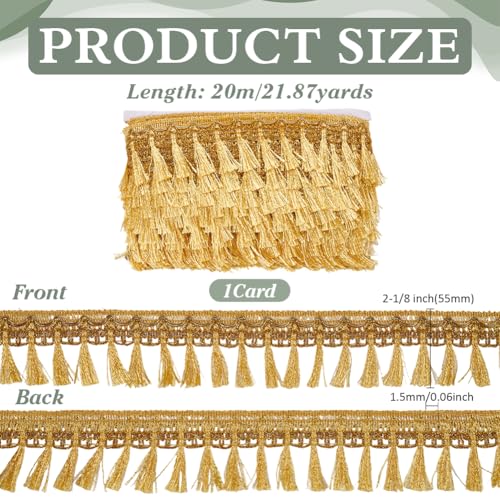 PH PandaHall 21.8 Yards Golden Fringe Trim, 2 inch Filigree Lace Ribbon by PH PandaHall - Used condition - Image 2