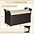 Brightpeak 90 Gallon Patio Storage Bench, Outdoor Wicker Deck Box with Cushion, PE Rattan Box with Handles (Brown)