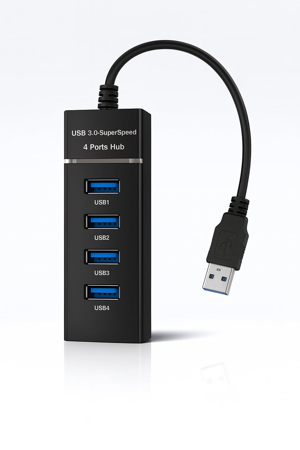 PansiaX USB 3.0 4 Port USB Hub High Speed | SuperSpeed 5Gbps Multiport USB Splitter for Laptop, PC & Desktop | Plug & Play | Black