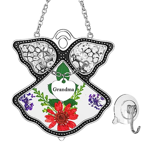 Ky&Bosam Suncatchers Angel Grandma Sun Catcher Gifts For Grandma Stain Glass Hanging For Window Crystal & Metal Maker For Garden Christmas Tree Wedding Party Patio Backyard Outdoor Home Decoration #TOP2