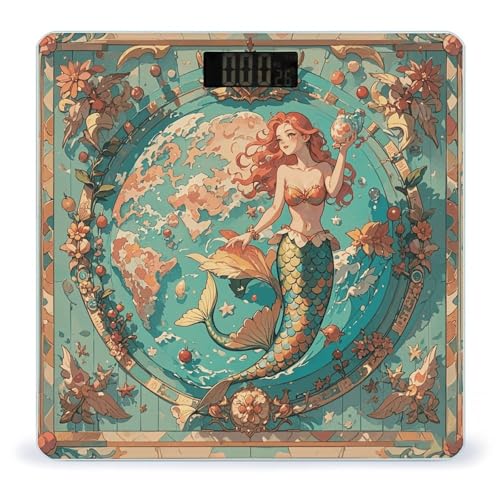 Báscula digital de baño vintage con diseño de mapa y sirenas miniatura 1
