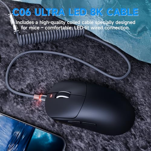 ATTACK SHARK X8Plus 55g Superlight Wireless Gaming Mouse with 40K DPI,PAW 3395PRO Sensor, Broadcom BK52820 Chip,HUANO Switch,Web Driver,Tri-Mode Fit Large Hand Mice with RGB Cable -Black by ATTACK SHARK - Used condition - Image 7