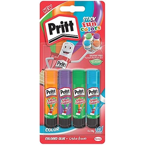 Pritt Rainbow Coloured Glue Sticks, Safe & Child-Friendly Craft Glue for Arts & Crafts Activities, Strong-Hold adhesive for School Supplies, 4x10 g Pritt Stick Cover