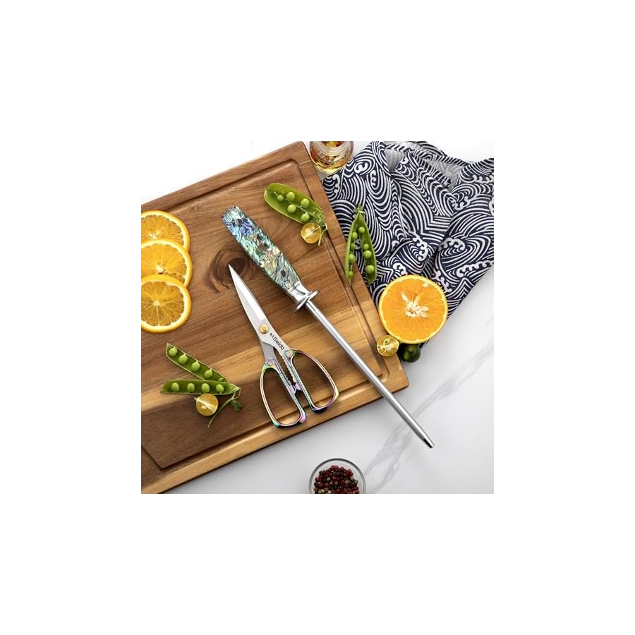 13-Piece Awabi Knife Block Set – Premium VG-10 Damascus Steel Knives with Abalone Shell Resin Handles