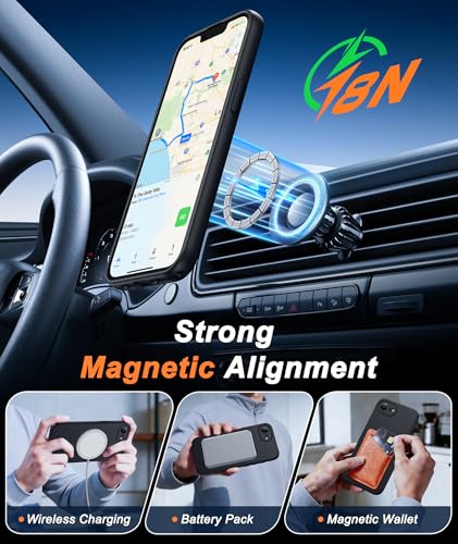 Image of FNTCASE for iPhone 17e & iPhone 16e Case: [Compatible with Magsafe] Solid Matte Magnetic Phone Cover with [Full Camera Protection] [Screen Protector] Military Grade Shockproof Protective, Black