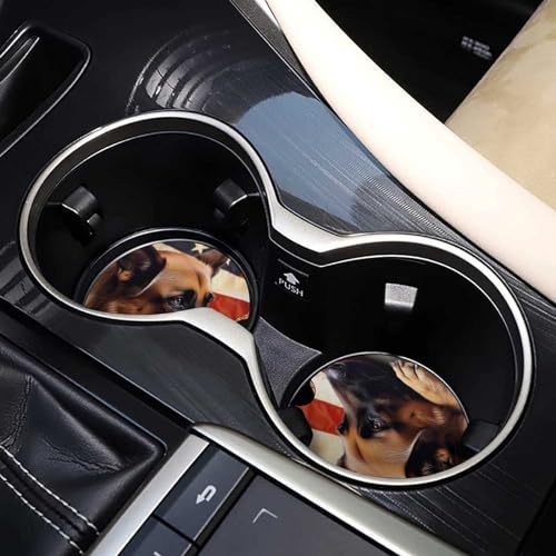 Portavasos para auto con diseño de bandera y perro miniatura 7