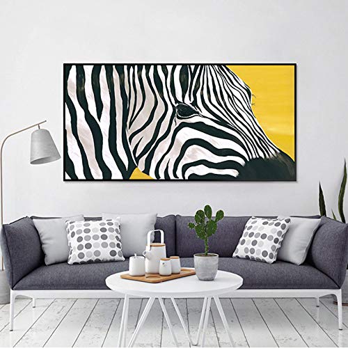 Peinture à l'huile grand format toile de zèbre déco murale tableau moderne