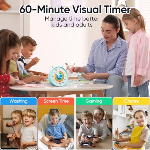 Rainbow Visual Timer for Kids, 60 Minute Silent Countdown Clock with Color Disk, Time Management Tool for ADHD, Classroom, Kitchen, Office, Study, Pomodoro - Image 5