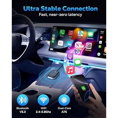 MoKo Wireless CarPlay Adapter for iPhone 2025, Only for iPhone iOS 10+ and Cars with Built-in Car Play, Converts Wired Car Play to Wireless Dongle,Plug and Play Fast Response Bluetooth CarPlay Adaptor