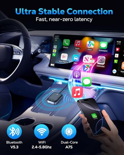 MoKo Wireless CarPlay Adapter for iPhone 2025, Converts Wired Car Play to Wireless Dongle, Plug and Play Fast Response Bluetooth CarPlay Adaptor for iPhone iOS 10+ and Cars with Built-in Car Play - Image 4