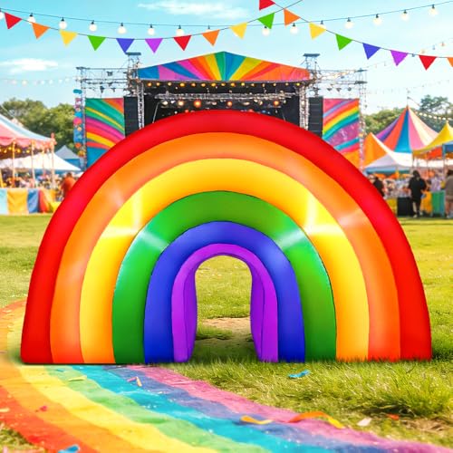 KOOY 4.7FT Rainbow Inflatable Decorations Pride Inflatable with LED Light Up for Pride Month Outdoor Rainbow Decorations Blow Up Rainbow Decor for Yard Outdoor LGBTQ Lesbian Gay