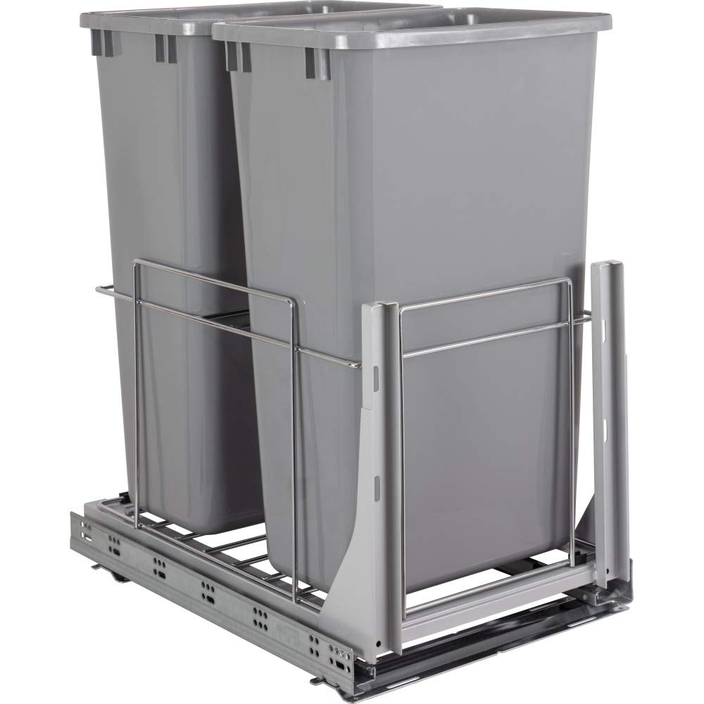 Hardware Resources Wire Double 50qt Trashcan Pullout with Soft-Close Slides