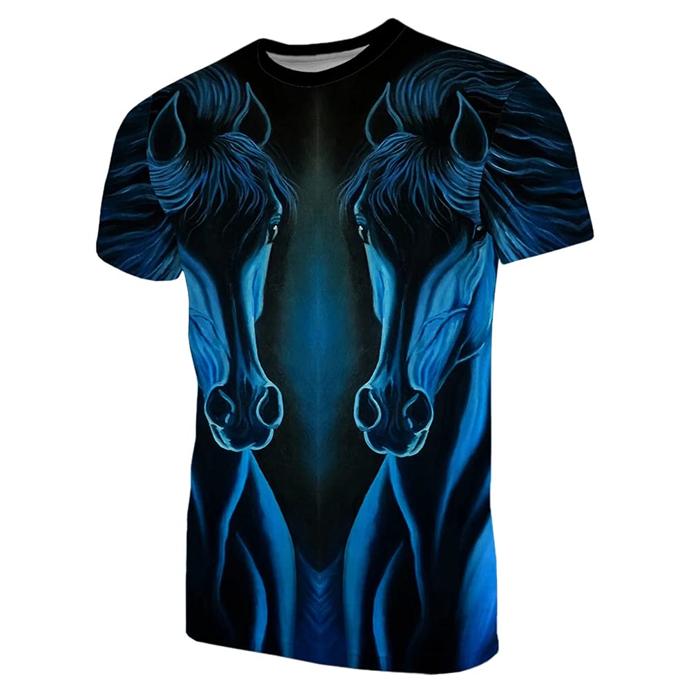 Cadeau T-shirt Viking homme bleu avec impression tatouage Odin et Sleipnir