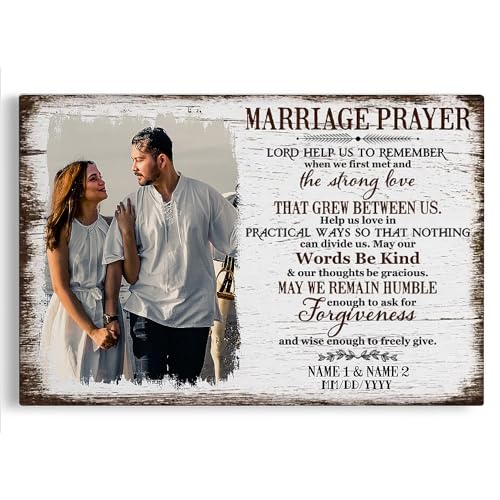 Dem Canvas Personalized Canvas Prints, Custom Photo And Name, Marriage Prayer Canvas with Photo, Custom Couple Wall Art, Wedding Engagement Anniversary Valentines Gift (24x16)