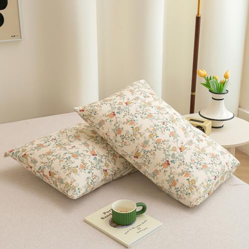 Image of ECOCOTT 2 Pack Pillowcase King Size, Floral Pillow Cases Set - 100% Cotton Pillow Covers with Envelope Closure (King, 20 inchx36 inch)