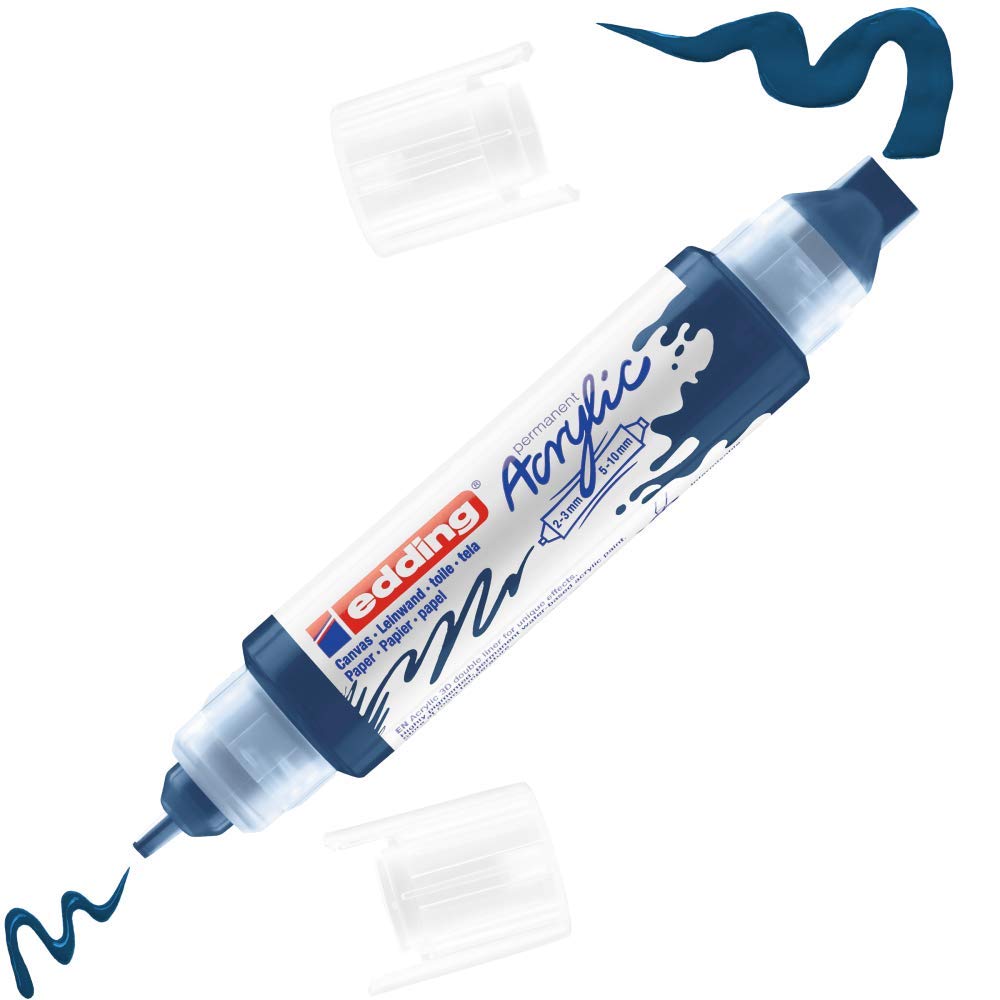 edding 5400 acrylic 3D double liner - dark-blue - 1 acrylic colour tube - 2 nozzles 2-3,5-10mm - acrylic paints for canvas, painting boards and wood - waterproof acrylics in artist-quality colours — image 1
