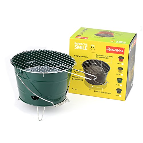 Ferraboli barbecue/grill/plancha-barbecue à charbon de bois campergrill vert