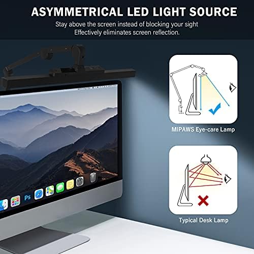 VONCI LED Desk Lamp, Computer Monitor Workbench Lights,Metal Polarized Architect Clip Light with Gesture Sensing Switch, 10"/40" Timer Stepless Dimming & Color (2700k-6500k)