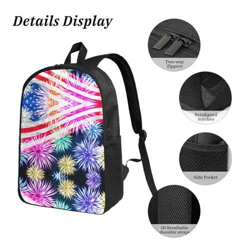 Sac à dos d'école drapeau américain 3 pièces avec boîte à déjeuner EdWal